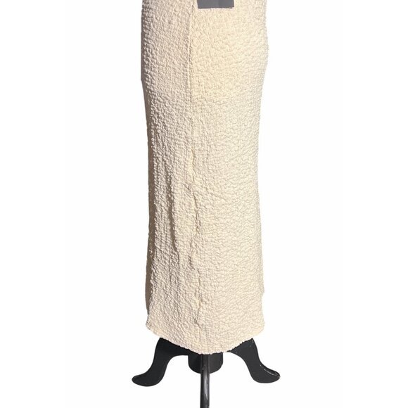 Lulus Meike Cream Textured Knit Beaded Halter Midi Dress Sz Large Womens Cream - Picture 11 of 16